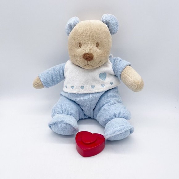 Baby Connection Plush Blue Teddy Bear Beating Red Plastic Heart Heartbeat 14” - Picture 2 of 16